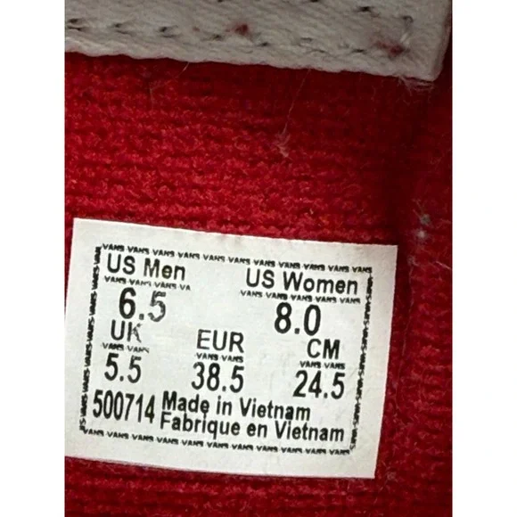 Vans Old Skool Hi-Top Sneakers US M 6.5/ W 8.0Red Check Lace Up Skateboard Shoes - Picture 9 of 10